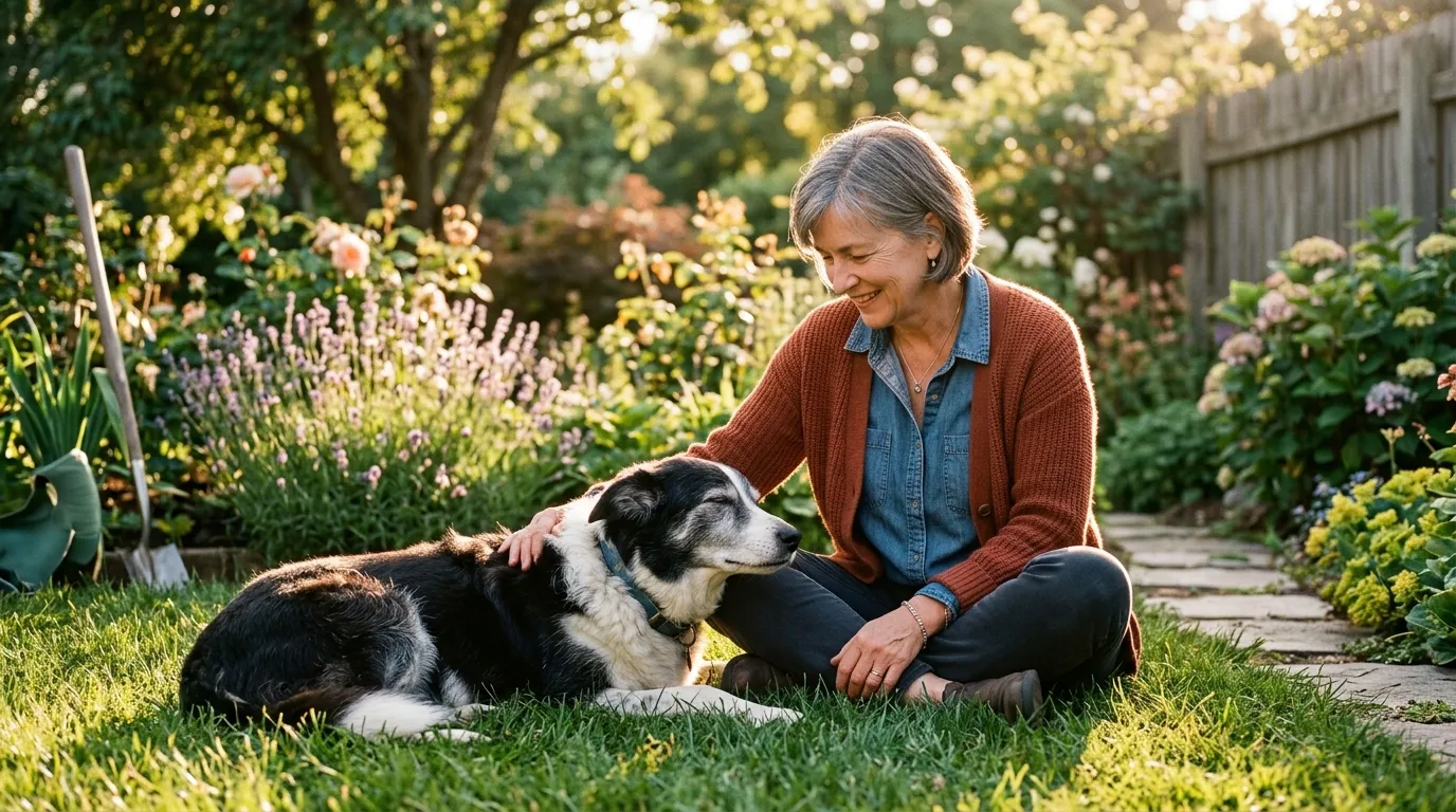 owner spending time with senior dog end of life