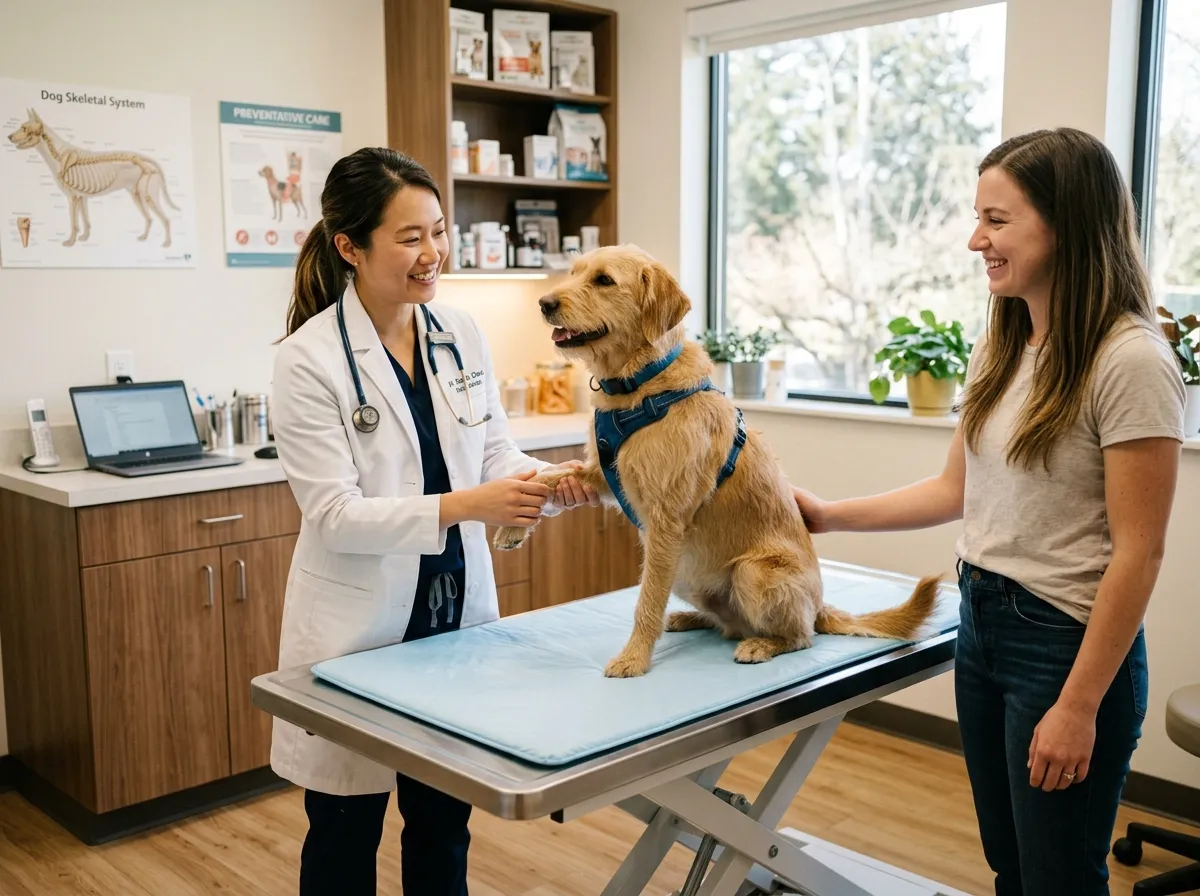 vet examining dog with insurance coverage