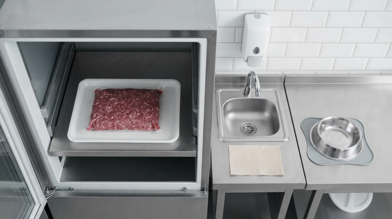 Safe raw dog food handling